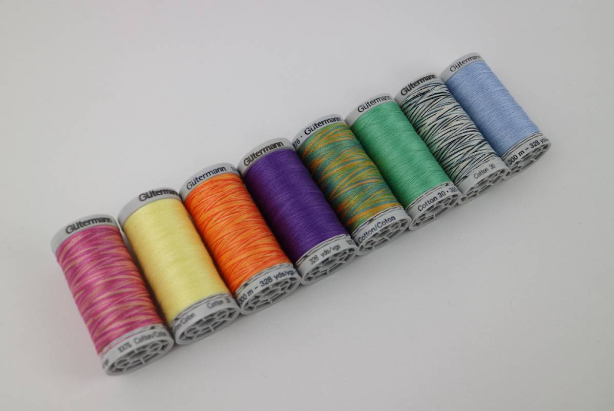 Rainbow thread, mermaid variegated cotton thread, Gutermann variegated  Sulky cotton, multicoloured sewing and embroidery thread, Shade 4109