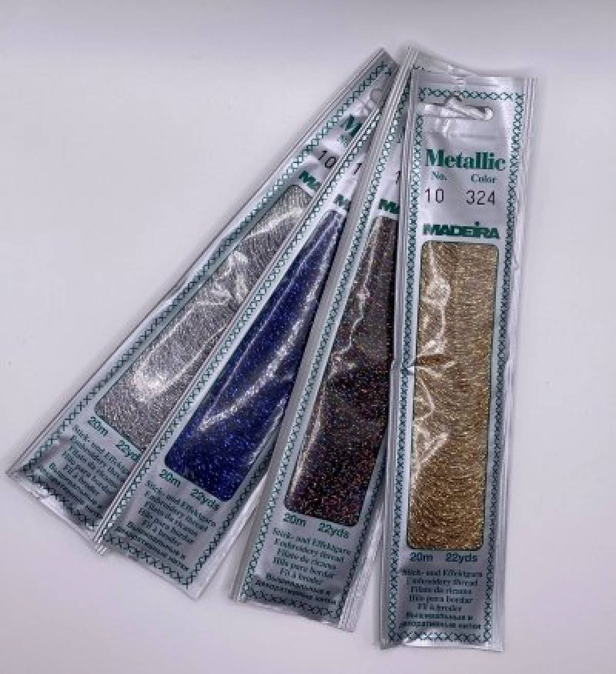 Madeira Metallic Perlé. 20m Skeins of Metallic Perlé No.10. All Purpose  Shimmering, Metallized Embroidery Floss. 40 Weight. 